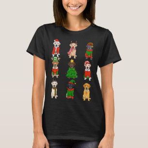 Camiseta Papais noeis Labrador Árvore de Natal Luzes ELF Re