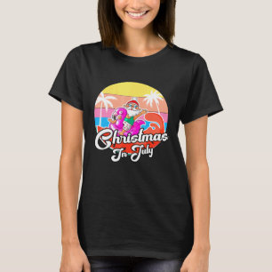 Camiseta Papais noeis legal Andando No Natal Rosa Flamingo 