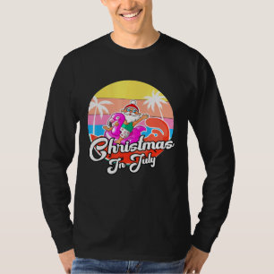 Camiseta Papais noeis legal Andando No Natal Rosa Flamingo 