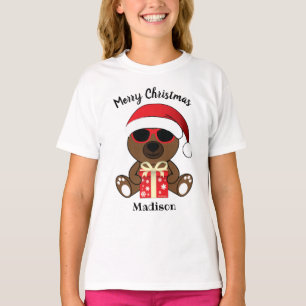 Camiseta Papais noeis legal Bear presente de Natal vermelho