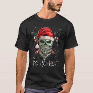 Camiseta Papais noeis legal de barba do crânio Pirata Natal