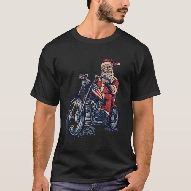 Camiseta Papais noeis Legal No Dia De Natal Em Moto (Frente)
