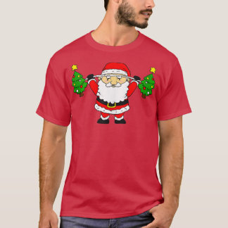 Camiseta Papais noeis Levantando árvores de Natal Engraçado