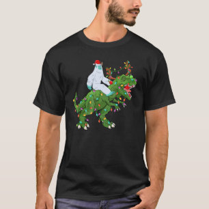 Camiseta Papais noeis Lights Yeti Andando Cristo Dinossaur 