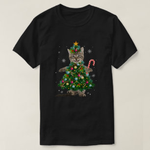 Camiseta Papais noeis Maine Coon Cat Árvore De Natal Ligeir