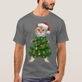 Camiseta Papais noeis Maine Coon Cat Árvore De Natal Ligeir