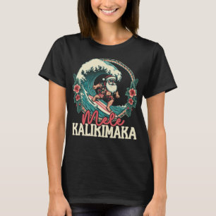 Camiseta Papais noeis Mele Kalikimaka surfando no Natal no 