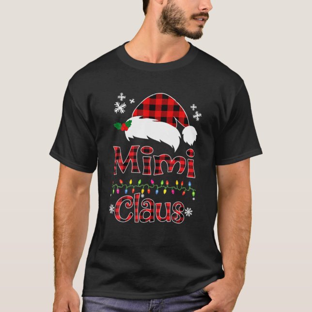 Camiseta Papais noeis Mimi Claus Família de Natal Correspon (Frente)