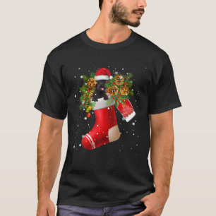 Camiseta Papais noeis Miniatura Schnauzer Em Meia De Natal 