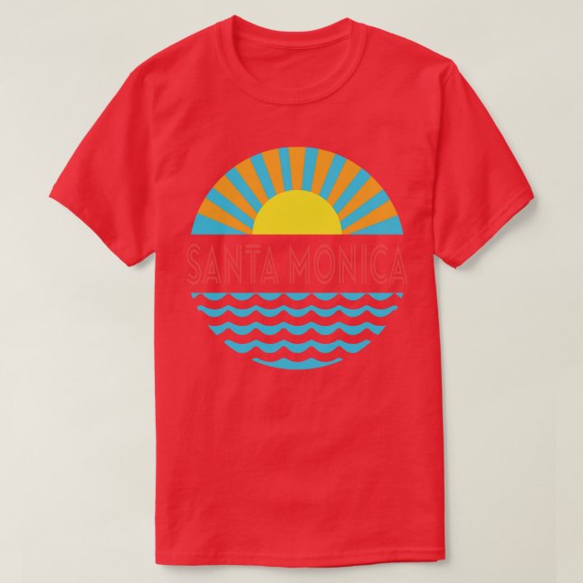 Camiseta Papais noeis Monica Beach Sun E Waves (Frente do Design)