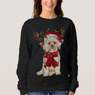 Camiseta Papais noeis Morkie Dog Reindeer Luzes de Natal
