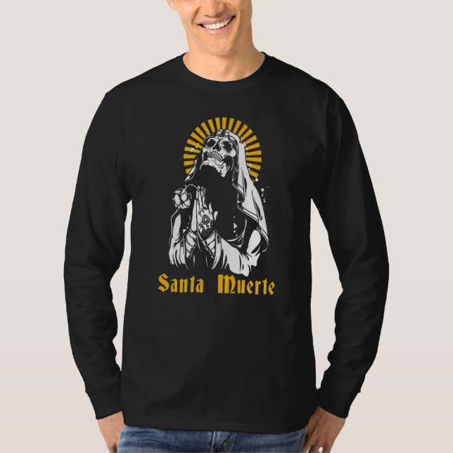 Camiseta Papais noeis Muerte Morto Crânio Mexicano Femal Mé (Frente)