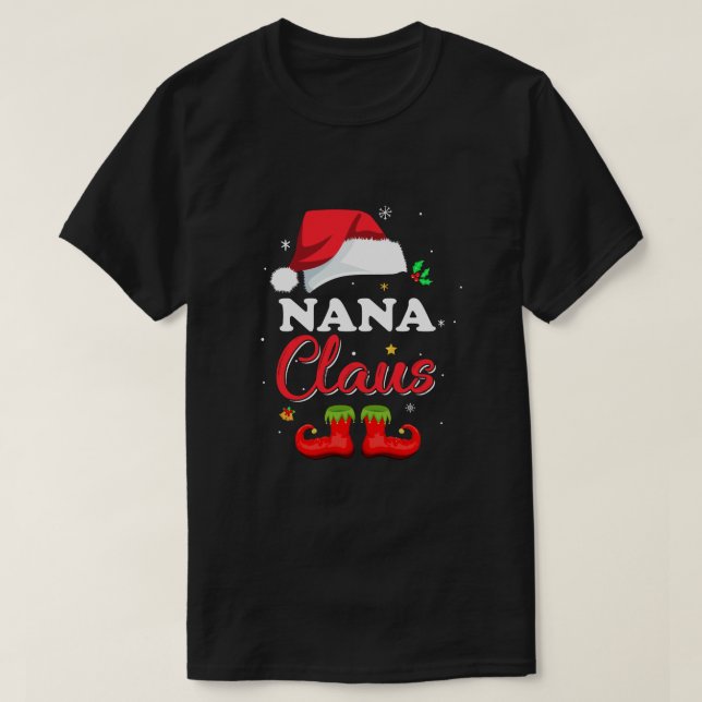 Camiseta Papais noeis Nana Claus Coincide com pijamas (Frente do Design)