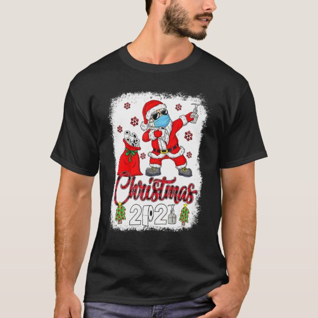Camiseta Papais noeis Natal 2021 Dabbing Face Mask Toilet P (Frente)