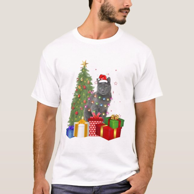 Camiseta Papais noeis nebelung cat natma tree light xmas ca (Frente)