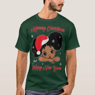 Camiseta Papais noeis negros americanos Natal Melanin Gir