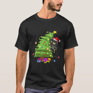 Camiseta Papais noeis Negros De Gato Arrependido Na Árvore
