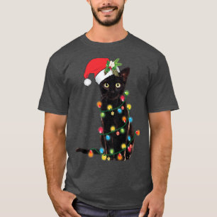 Camiseta Papais noeis Negros De Gato Arrependido Na Árvore 