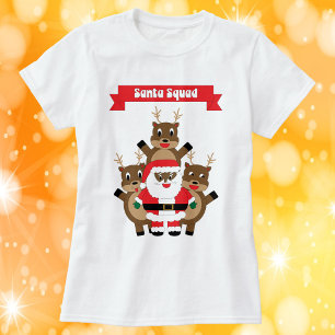 Camiseta Papais noeis negros de Natal Reindee esquadrão Eng