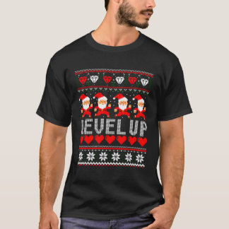 Camiseta Papais noeis Nível de videogame para cima no natal