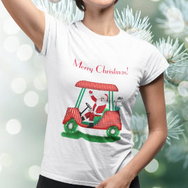 Camiseta Papais noeis No Carrinho De Golfe Feliz Natal