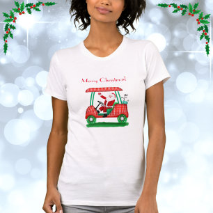 Camiseta Papais noeis No Carrinho De Golfe Merry Christmas