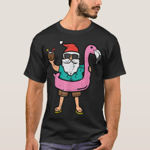 Camiseta Papais noeis No Flamingo Floatie No Natal De Julho