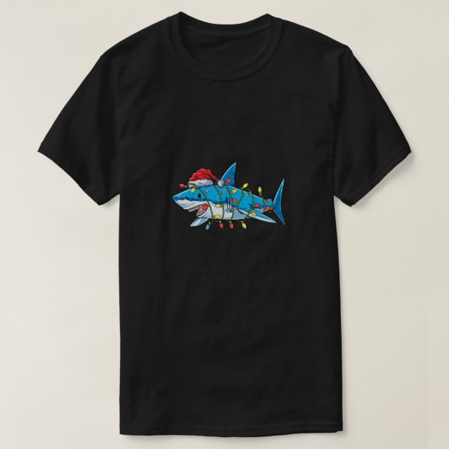 Camiseta Papais noeis Nozes de Natal Sharkmas Árvore Xmas B (Frente do Design)