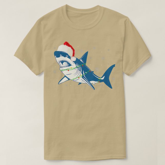 Camiseta Papais noeis Nozes de Natal Sharkmas Árvore Xmas B (Frente do Design)