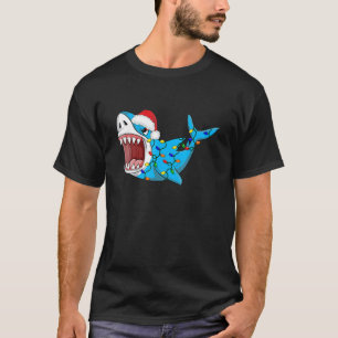 Camiseta Papais noeis Nozes de Natal Sharkmas Árvore Xmas B