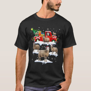 Camiseta Papais noeis Ovinos Em Vermelhos Da Árvore De Nata