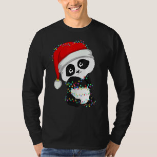 Camiseta Papais noeis Panda Luzes De Natal Urso Por Panda C