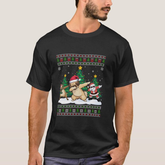 Camiseta Papais noeis Para Derrapagem Reindeer Pekingese Co (Frente)