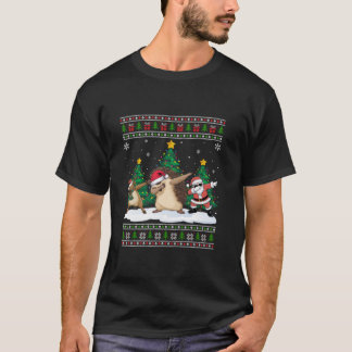 Camiseta Papais noeis para esfregar Reindeer Hedgehog Luzes