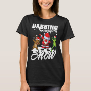 Camiseta Papais noeis Passando Pela Criança De Natal Da Nev