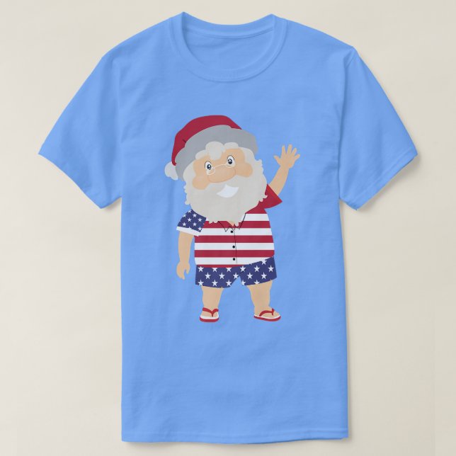 Camiseta Papais noeis Patrióticos 4 de julho de Natal Ameri (Frente do Design)