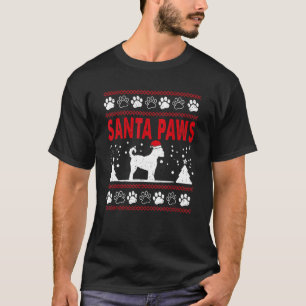 Camiseta Papais noeis Paw Goldendoodle Cachorro Feliz Natal
