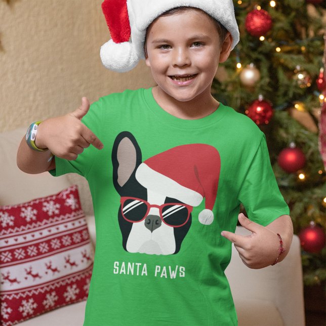 Camiseta Papais noeis Paws Natal Buldogue Francês (Criador carregado)