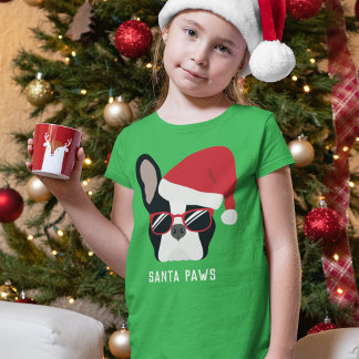 Camiseta Papais noeis Paws Natal Buldogue Francês