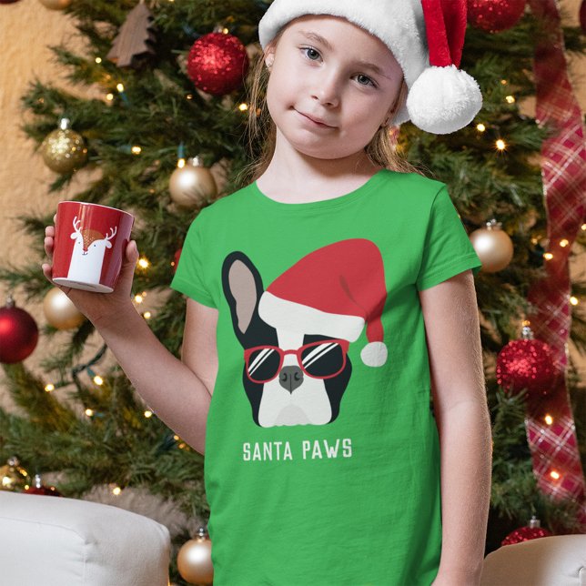 Camiseta Papais noeis Paws Natal Buldogue Francês (Criador carregado)