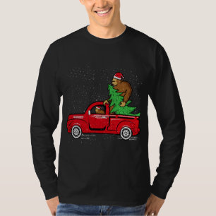 Camiseta Papais noeis Pé Grande Andando Caminhão Vermelho S