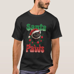 Camiseta Papais noeis Peitos Negros Gato Animal Engraçado H