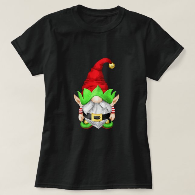 Camiseta Papais noeis Pequenos Auxiliares Com Elf Ouvem Um  (Frente do Design)