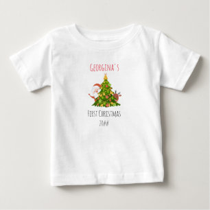 Camiseta Papais noeis Personalizados da Árvore de Natal Ba