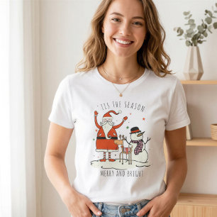 Camiseta Papais noeis Personalizados, Snowman Reindeer - Es