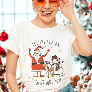 Camiseta Papais noeis Personalizados, Snowman Reindeer - Es