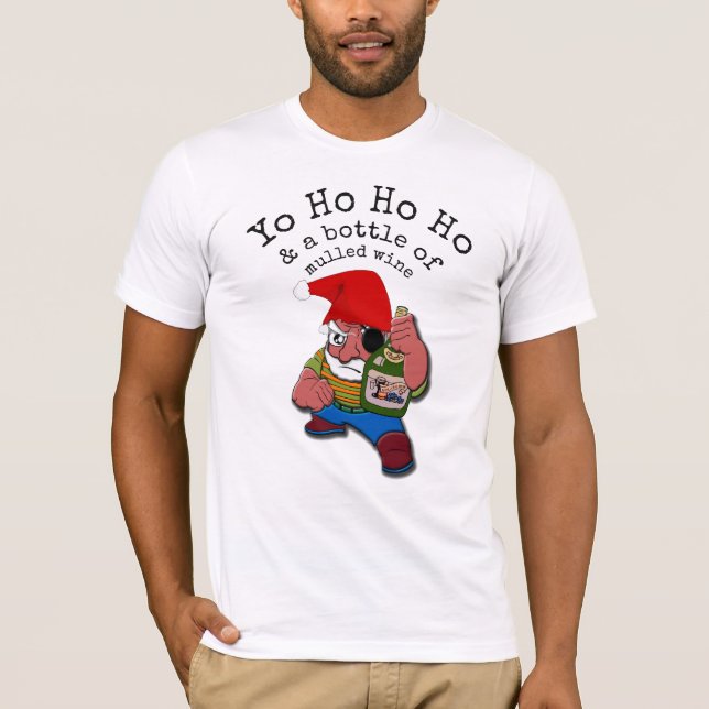 Camiseta Papais noeis Piratas Engraçado Vinho Entusiasmado  (Frente)