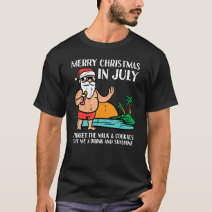 Camiseta Papais noeis Praia Feliz Natal Em Julho Esquece O