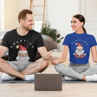 Camiseta Papais noeis Praticando Yoga Feriado Perfeito Xmas