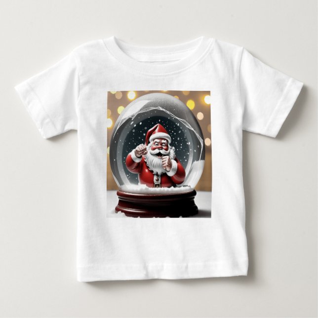 Camiseta Papais noeis presos em um globo de neve Frio Natal (Frente)